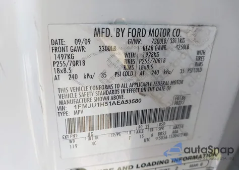 2010 Ford Expedition Eddie Bauer/King Ranch from USA, damaged, VIN 1FMJU1H51AEA53580